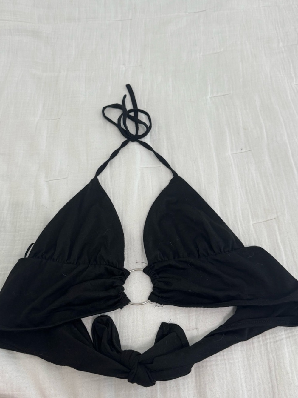 SHEIN Black Halter Ring Crop Top